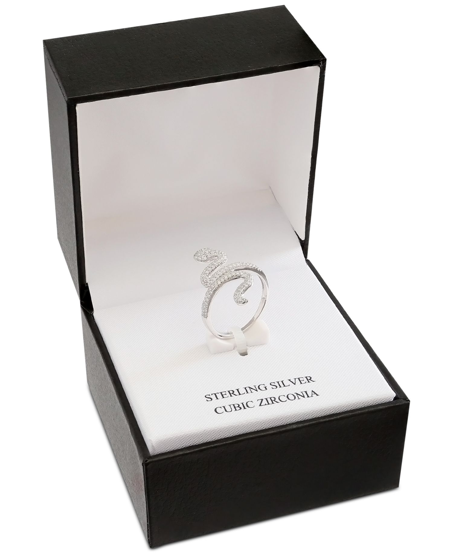 Cubic Zirconia Snake Ring in Sterling Silver
