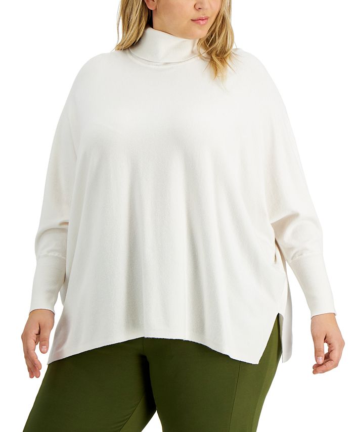 Alfani Plus Size Drop-Shoulder Turtleneck Sweater, Created for Macy's -  Macy's