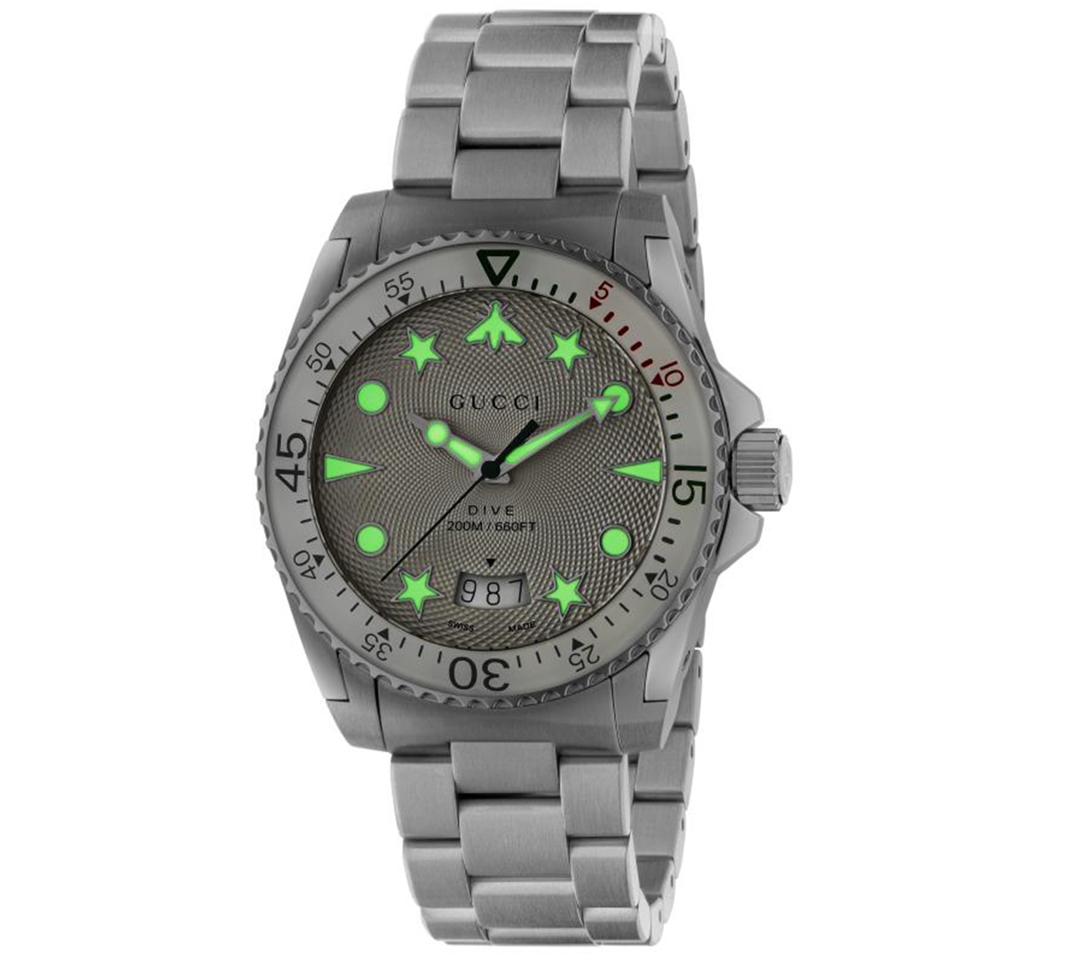Shop Gucci Men's Swiss Dive Stainless Steel Bracelet Watch 40mm In White