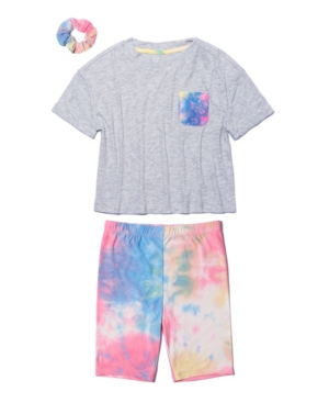 Big Girls Short Sleeve Pocket Tee and Bike Short Set