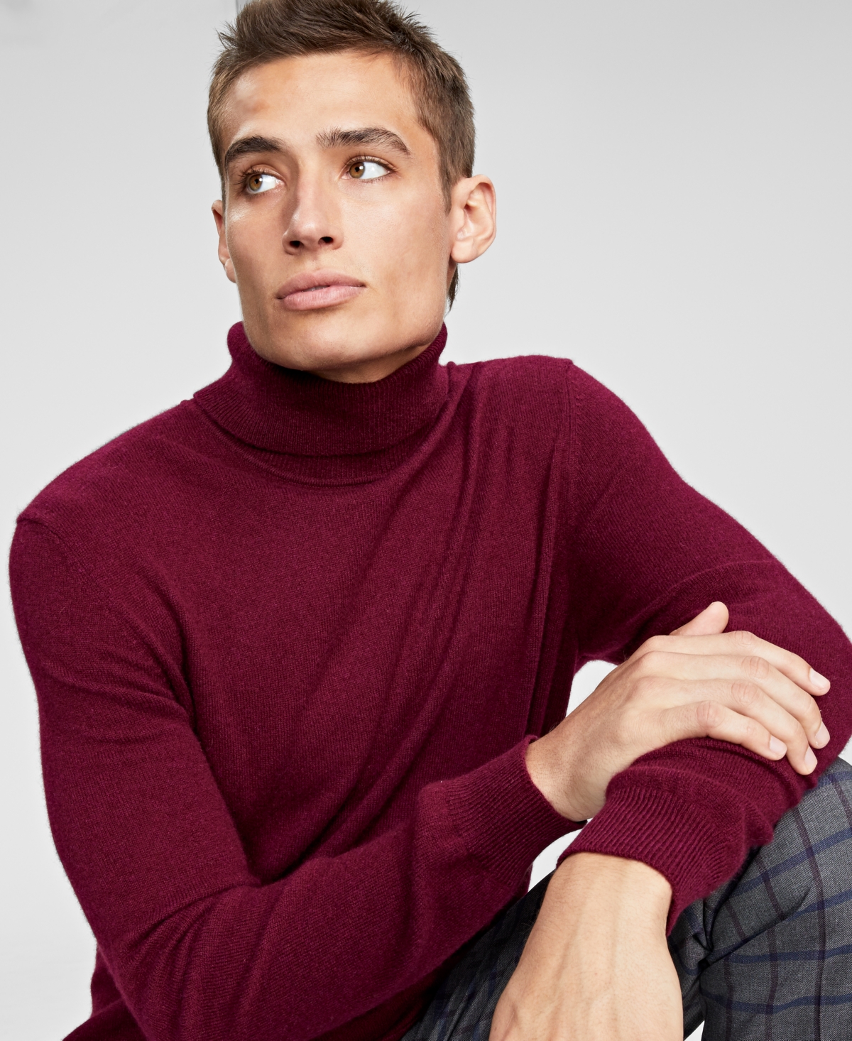 Club Room Men s Cashmere Turtleneck Sweater Created for Macy s Oatmeal Heather Smart Closet