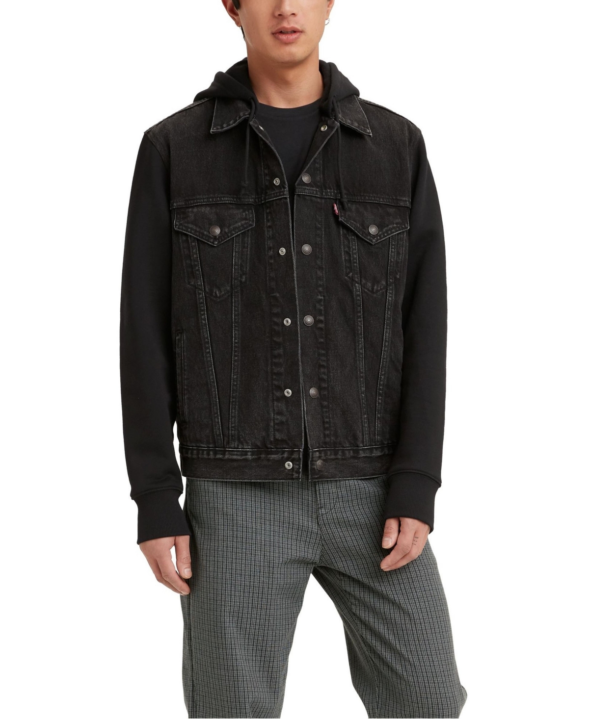 Men's Hybrid Hoodie Non-Stretch Denim Trucker Jacket - Tigers Eye