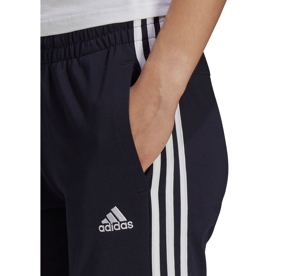 adidas Women's Essentials Warm-Up Slim Tapered 3-Stripes Track Pants, Xs-4X -white