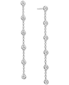 Diamond Bezel Linear Drop Earrings (1/10 ct. t.w.) in Sterling Silver, 14k Gold-Plated Sterling Silver or 14k Rose Gold-Plated Sterling Silver 