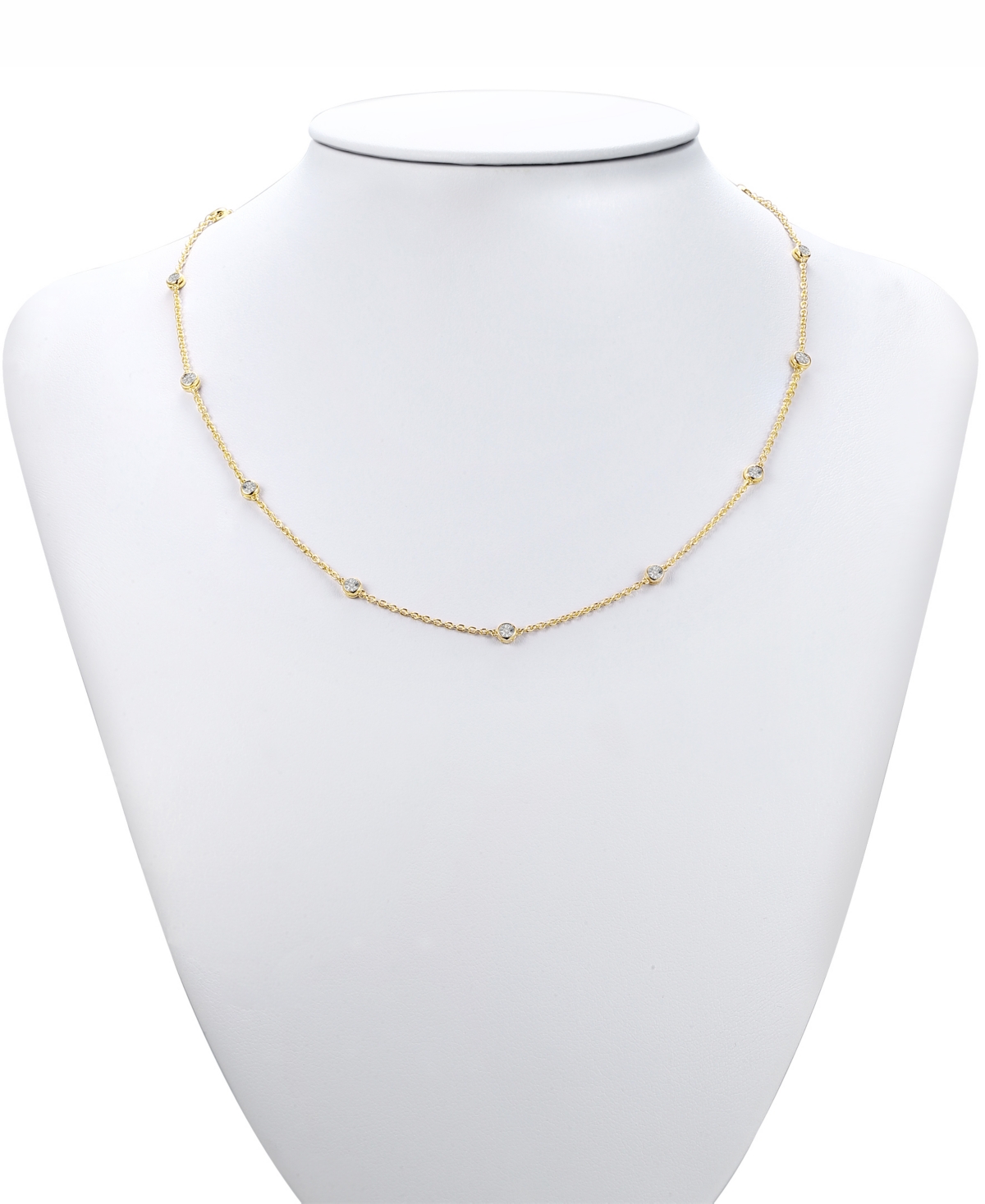 MACY'S DIAMOND BEZEL NECKLACE (1/10 CT. T.W.) IN STERLING SILVER, 14K GOLD-PLATED STERLING SILVER OR 14K RO 