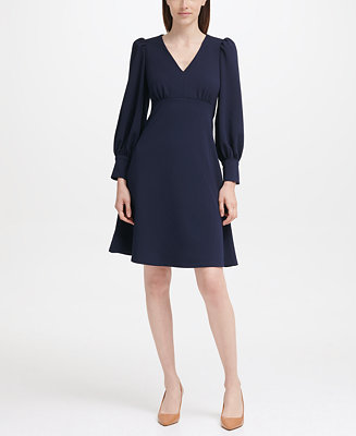 Calvin Klein Puff-Sleeve A-Line Dress & Reviews - Dresses 