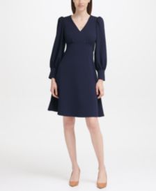 Puff-Sleeve A-Line Dress