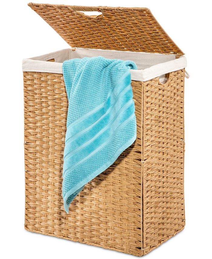 Seville Classics Foldable Rectangular Laundry Hamper with Lid & Canvas
