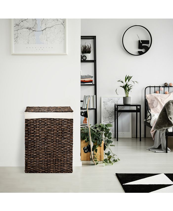 Seville Classics Foldable Rectangular Laundry Hamper with Lid & Canvas