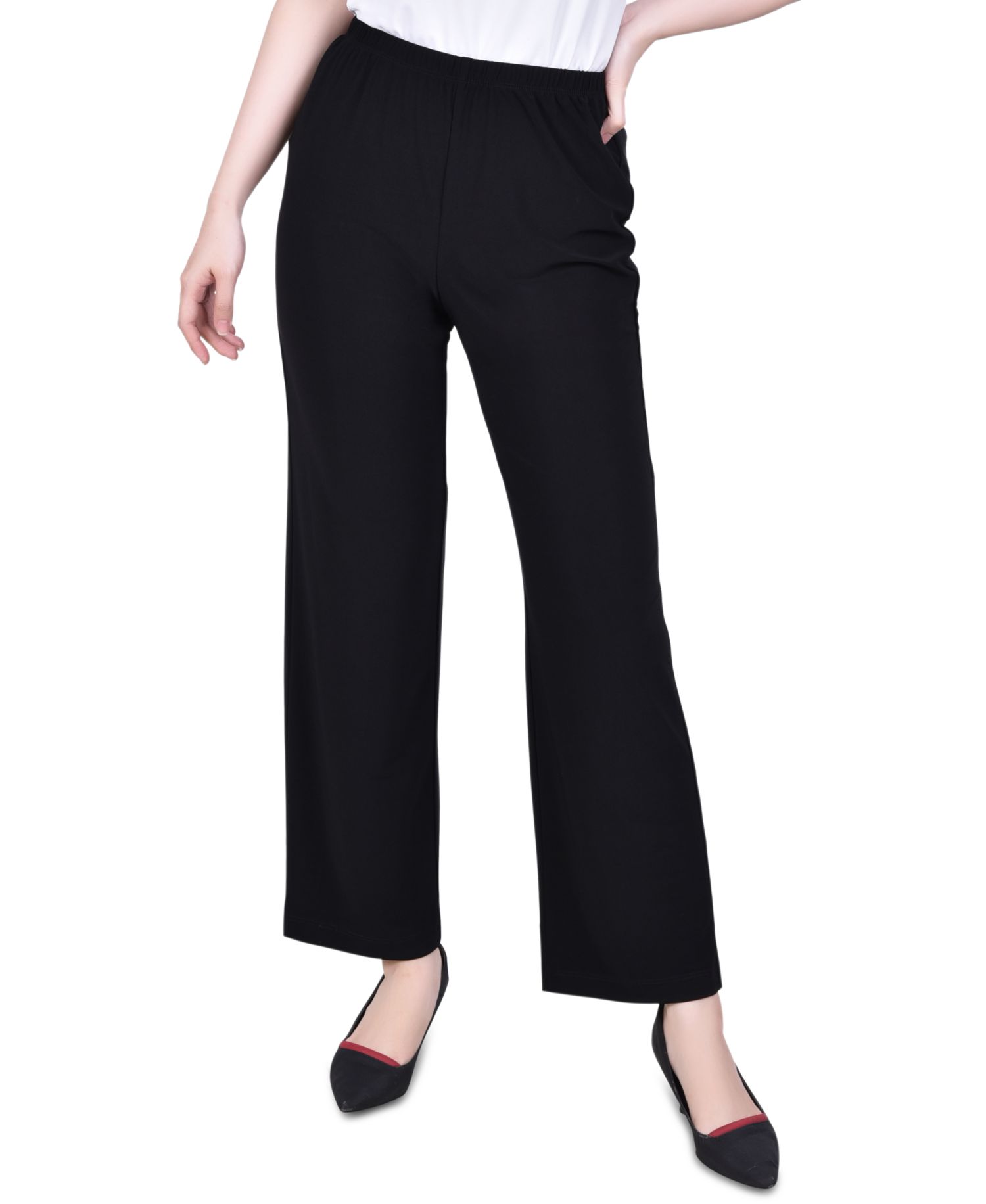 Petite Short Length Pull-On Straight-Leg Pants