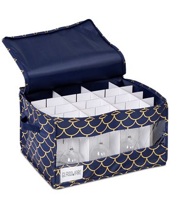 Honey Can Do - Decorative Stemware Storage Boxes, Set of 2