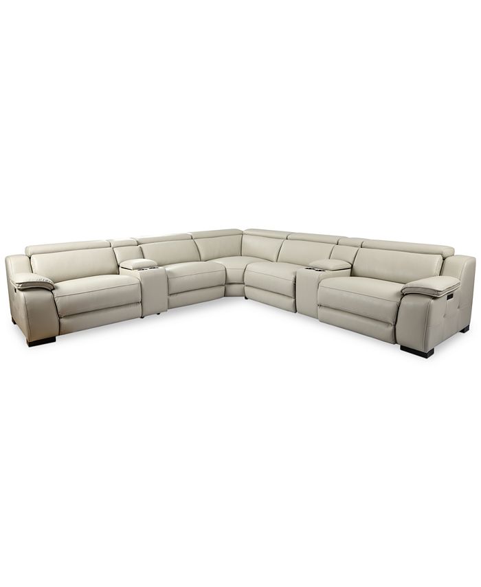 Furniture Pauleen 7 Pc Faux Leather, Off White Faux Leather Sectional