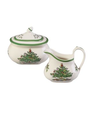 Christmas Tree Sugar and Creamer Set, 3 Pieces