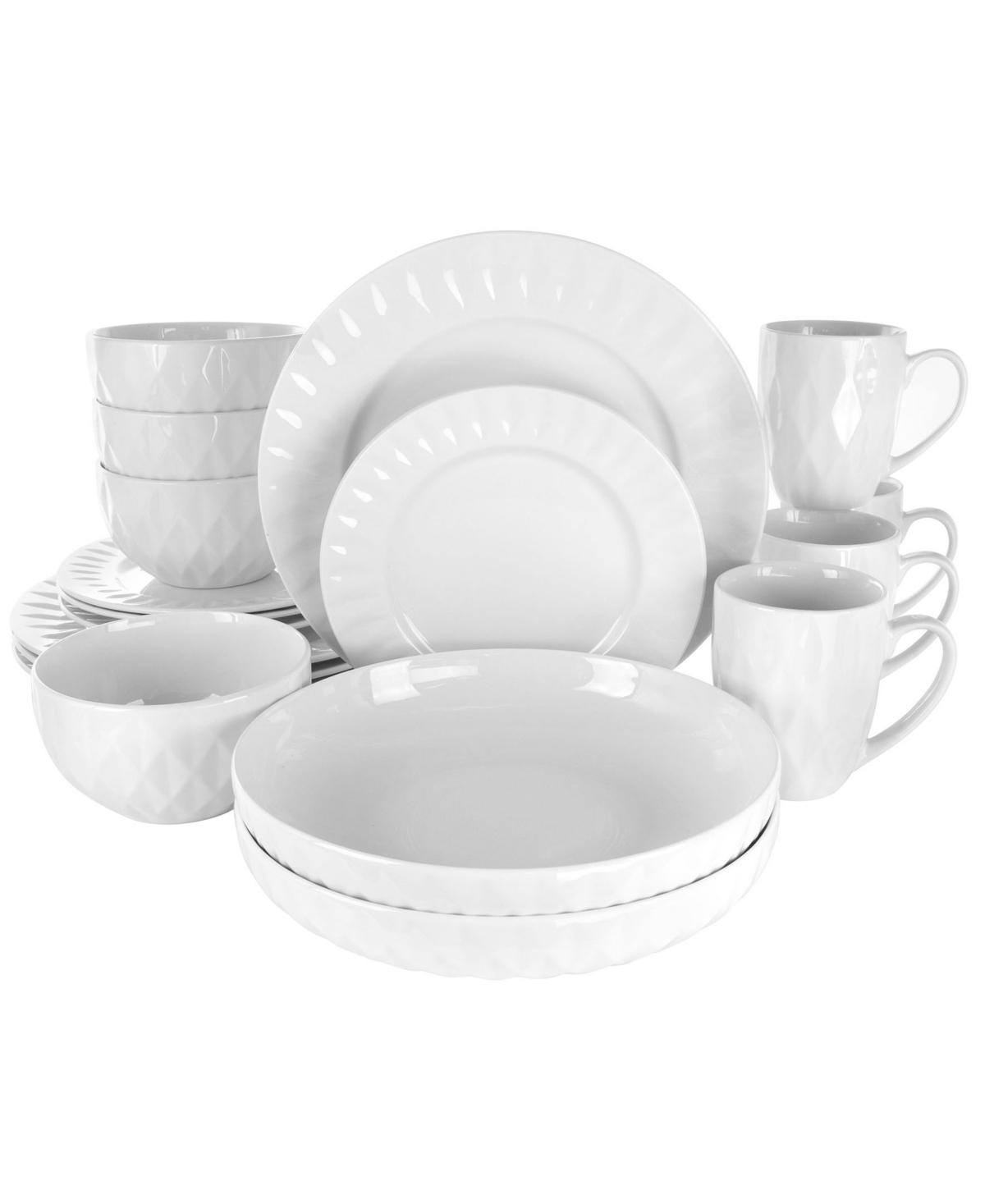 Sienna 18 Piece Dinnerware Set, Service for 4 - White