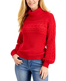 Mixed-Knit Cowlneck Sweater, Created for Macy's