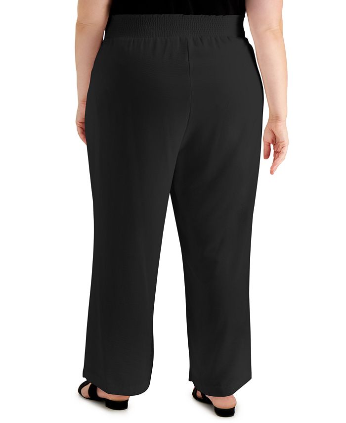 Calvin Klein Plus Size Pull-On Wide-Leg Pants & Reviews - Pants ...