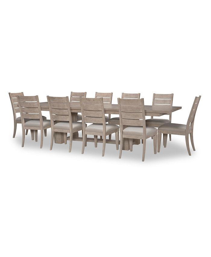 Furniture - Milano 11pc Dining Set(Table & 10 Ladder Back Side Chairs)