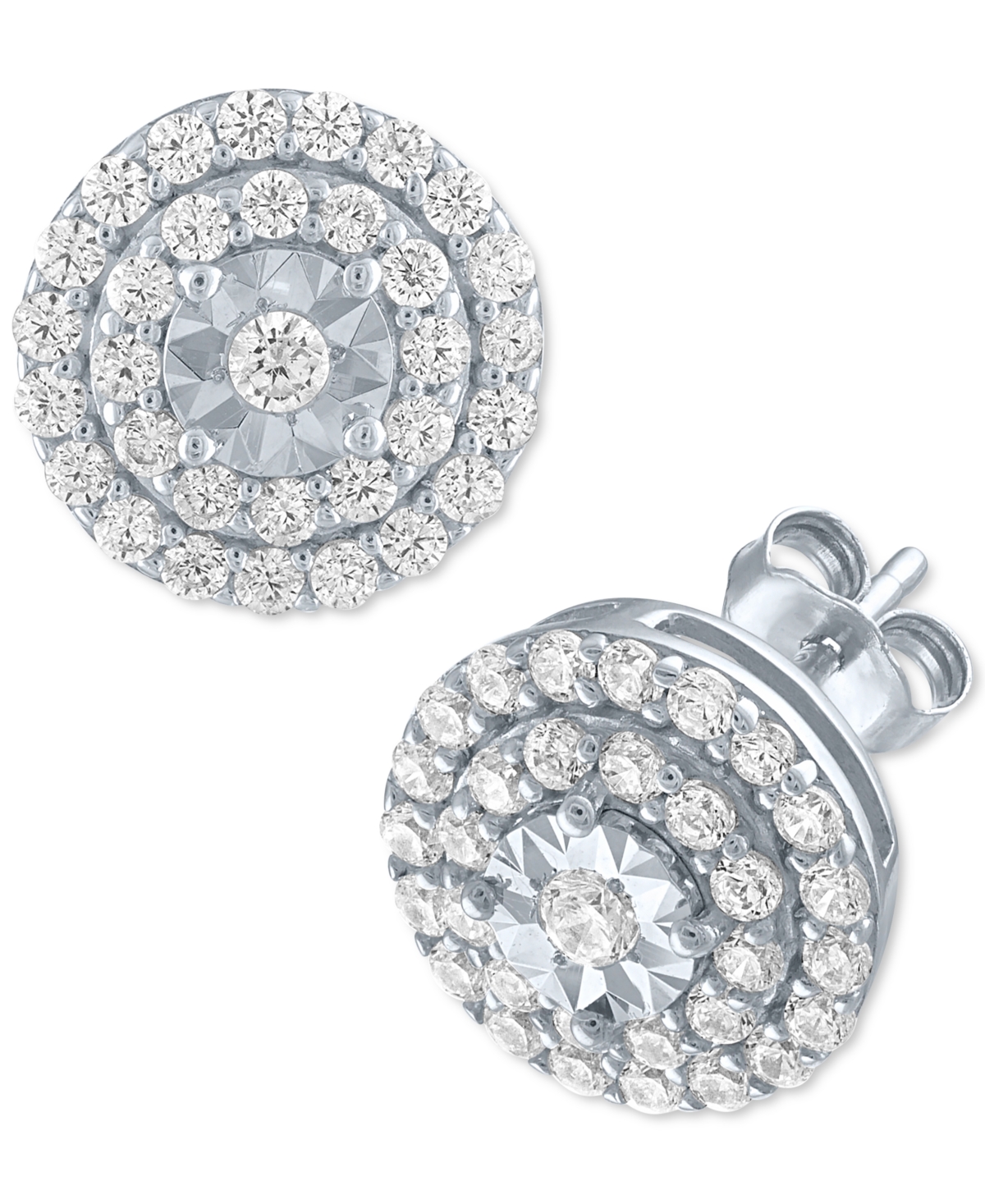 Lab-Created Diamond Cluster Stud Earrings (3/4 ct. t.w.) in Sterling Silver - Sterling Silver