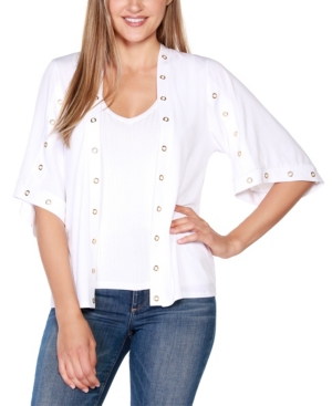 Belldini Black Label Petite Embellished 3/4 Sleeve Cardigan Top