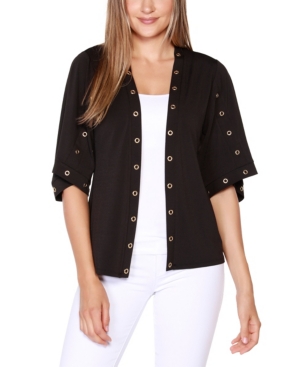 Belldini Black Label Petite Embellished 3/4 Sleeve Cardigan Top