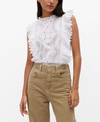 MANGO Openwork Cotton Top - Macy's