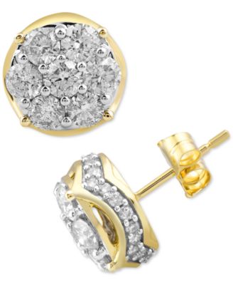Macy's - Diamond Round Halo Stud Earrings (2 ct. t.w.) in 10k Gold