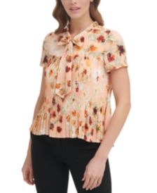 Tie-Neck Pleated Blouse