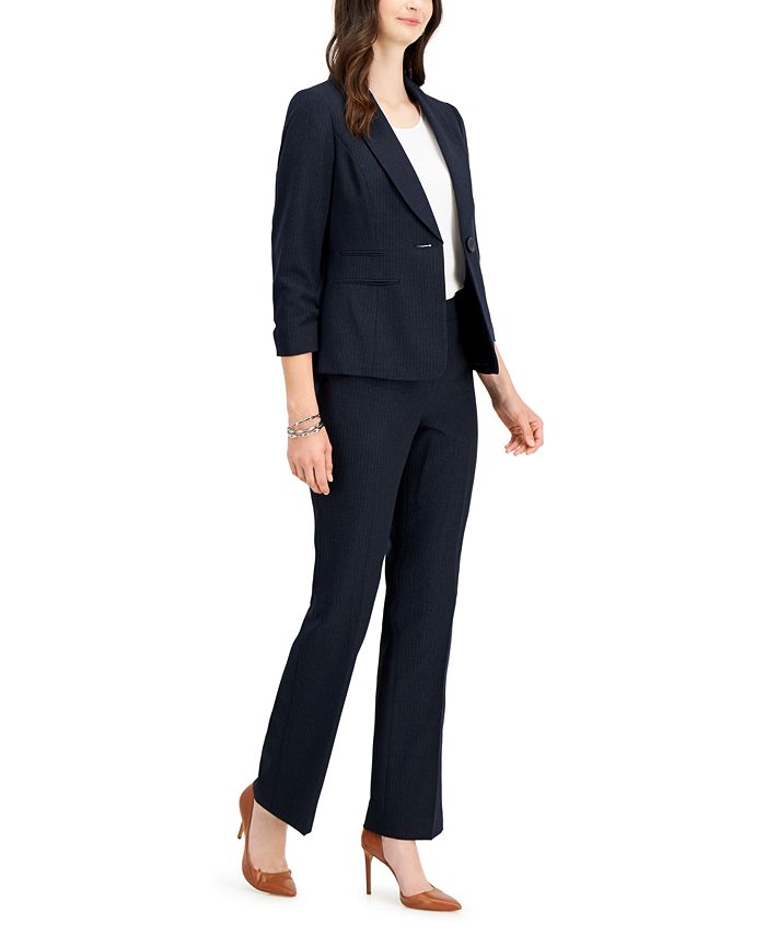 Le Suit Ruched-Sleeve One-Button Pantsuit, Regular & Petite Sizes - Macy's