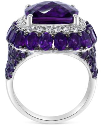 EFFY&reg; Amethyst (12 ct. t.w.) & White Topaz (5/8 ct. t.w.) Statement Ring in Sterling Silver