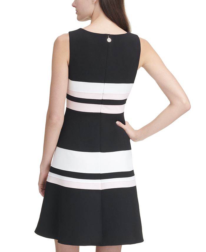 Tommy Hilfiger Navy Stripe Professional Dress Flare - M