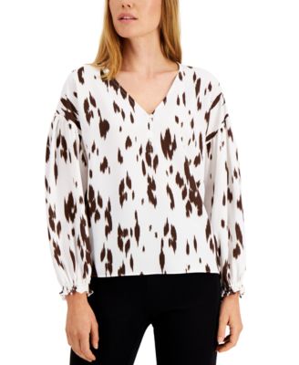 Alfani - Printed Balloon-Sleeve Top