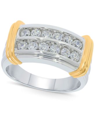Macy's - Mens' Diamond Double Row Ring (1 ct. t.w.) in 10k Gold & White Gold
