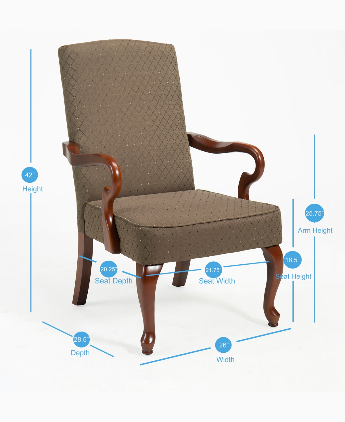 Comfort Pointe Crystal Gooseneck Arm Chair In Brown