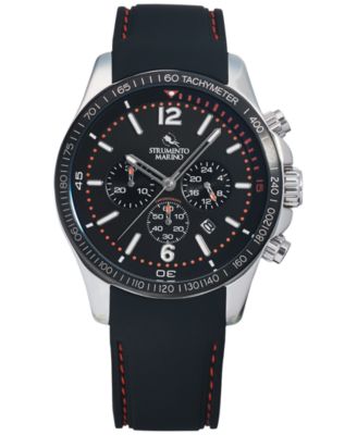 Strumento Marino Men's Chronograph Lincoln Black Silicone Strap Watch 45mm
