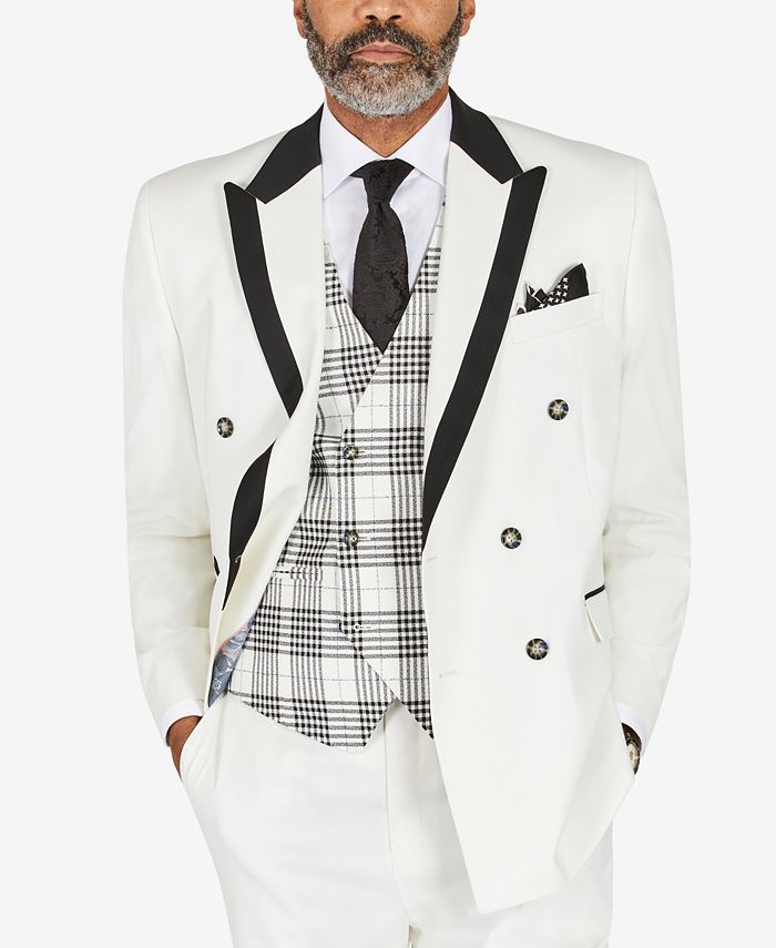 Tayion Collection Men's ClassicFit Solid White Suit Separates Double