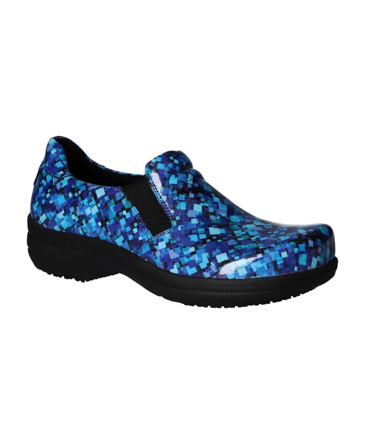 Easy Works Easy Street Women's Bind Clogs - Blue Spectral Print Patent Leather