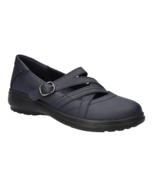 Easy Street Wise Womens Faux Leather Strappy Mary Janes In Navy