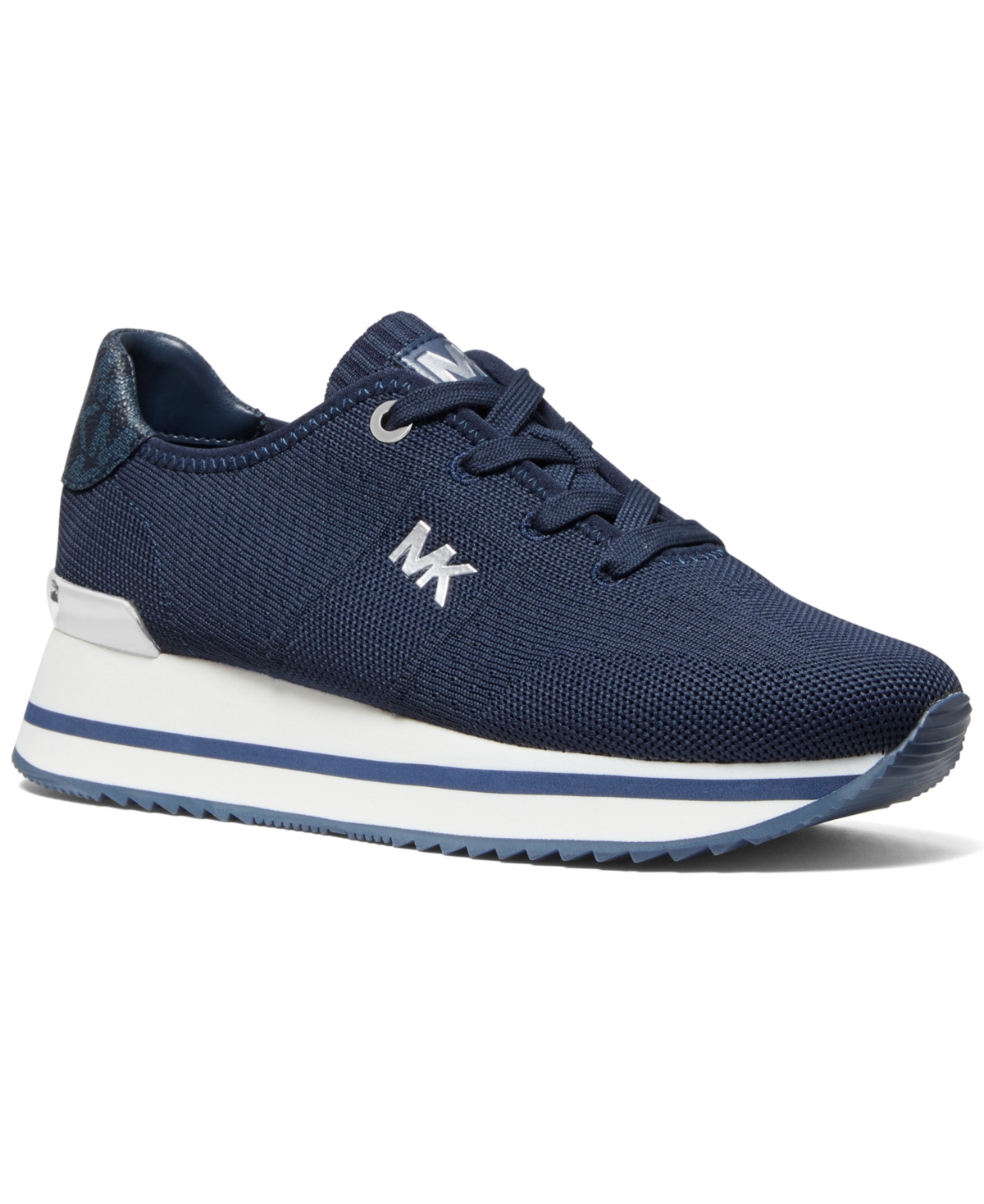 Michael Kors Michael  Women's Monique Knit Trainer Lace-up Running Sneakers In Navy