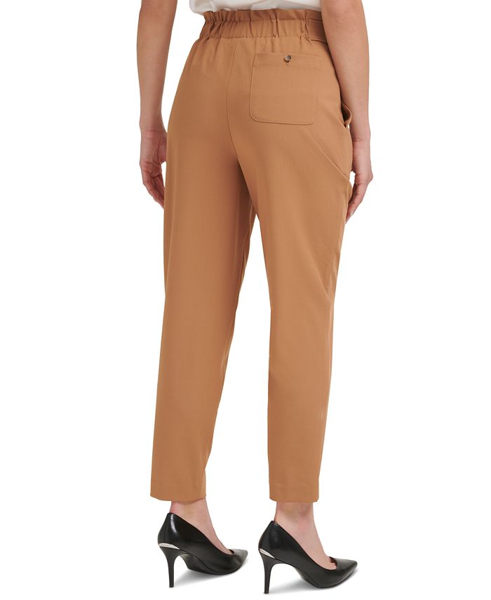Calvin Klein Tie-Waist Pleated Slim Pants, Regular & Petite & Reviews ...