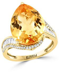 EFFY® Citrine (6-7/8 ct. t.w.) & Diamond (3/8 ct. t.w.) Statement Ring in 14k Gold