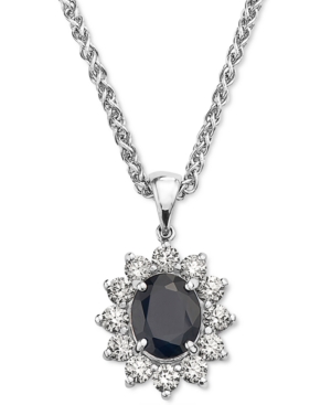 Shop Effy Collection Effy Sapphire (2-7/8 Ct. T.w.) & Diamond (1-3/8 Ct. T.w.) 18" Pendant Necklace In 14k White Gold