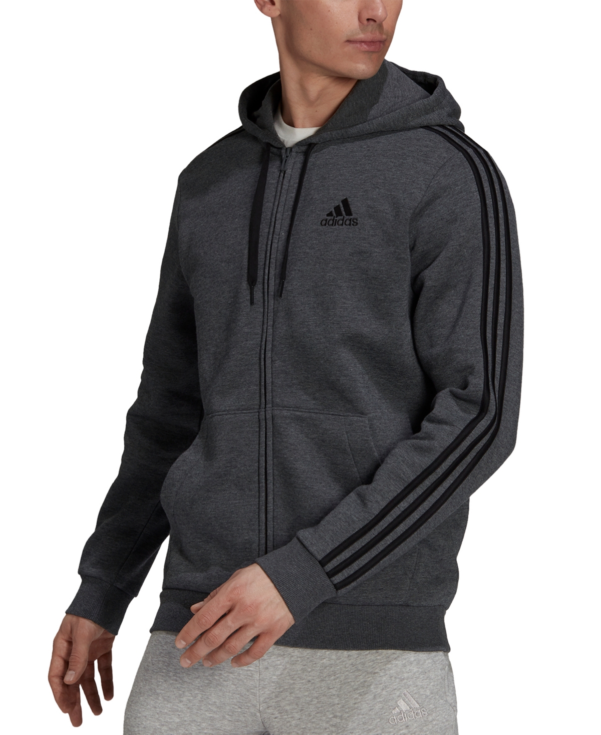 Adidas Originals Men's Essentials Full-zip Hoodie In Dark Grey Heather,black