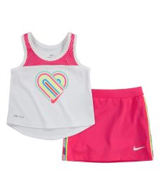 Little Girls 2 Piece Dri-Fit Tank Top and Scooter Skirt Set