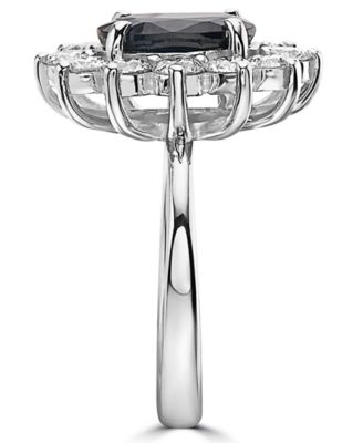 EFFY&reg; Sapphire (2-7/8 ct. t.w.) & Diamond (1-3/8 ct. t.w.) Halo Statement Ring in 14k White Gold