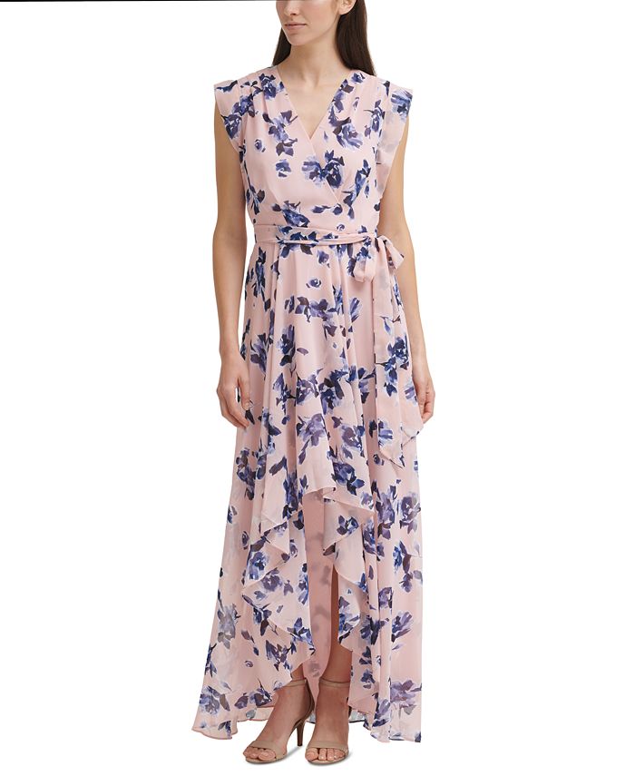 Eliza J Floral-Print High-Low Maxi Dress - Macy's