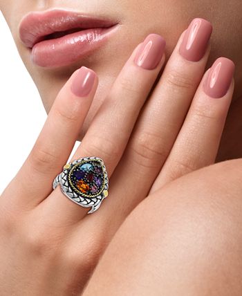 EFFY Collection - Multi-Gemstone (2-1/3 ct. t.w.) Cluster Statement Ring in Sterling Silver and 18k Yellow Gold