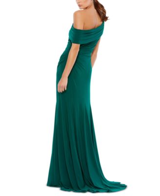 Women's Foldover Off-the-Shoulder Slit Gown