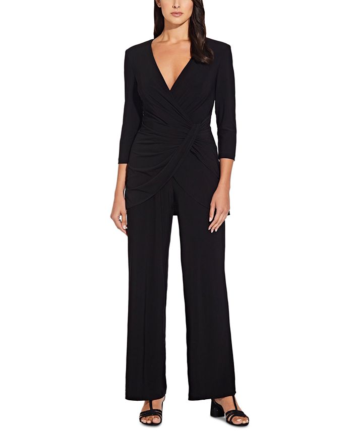 Adrianna Papell DrapedFront WideLeg Jumpsuit Macy's