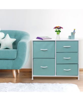 Dresser with 5 Drawers - Storage Chest Organizer with Steel Frame, Wood Top, Handles, Fabric Bins