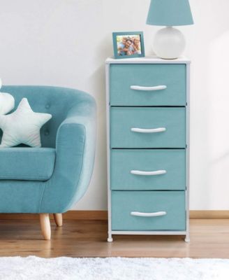 4 Drawers Chest Nightstand - Storage for Closet, Home, College Dorm - Features Steel Frame, Wood Top, & Fabric Bins